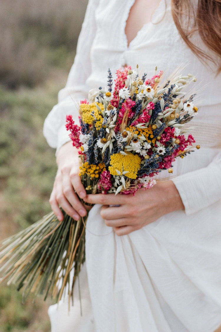 Lavender Dried Bridal bouquet / Dry Flower Wedding, Rustic Boho Brides, Bridesmaid bouquet, Wildflowers Dried bouquet