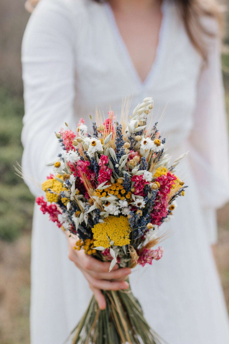Lavender Dried Bridal bouquet / Dry Flower Wedding, Rustic Boho Brides, Bridesmaid bouquet, Wildflowers Dried bouquet