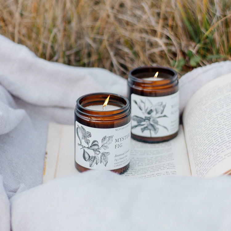 Soy Wax scented Candle, Botanical Aromatherapy Candle, Essential Oil Candle, Organic Non-Toxic Vegan, Soy Lavender Candle, birthday bridal gift | 8oz Amber Candle
