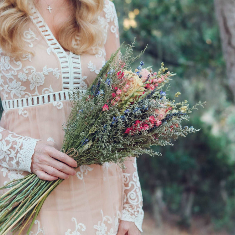 Lavender and Peony Dried Bridal bouquet / Dry Flower bouquet for Wedding / Rustic Boho and Bridesmaid bouquet / Wildflower Dried bouquet