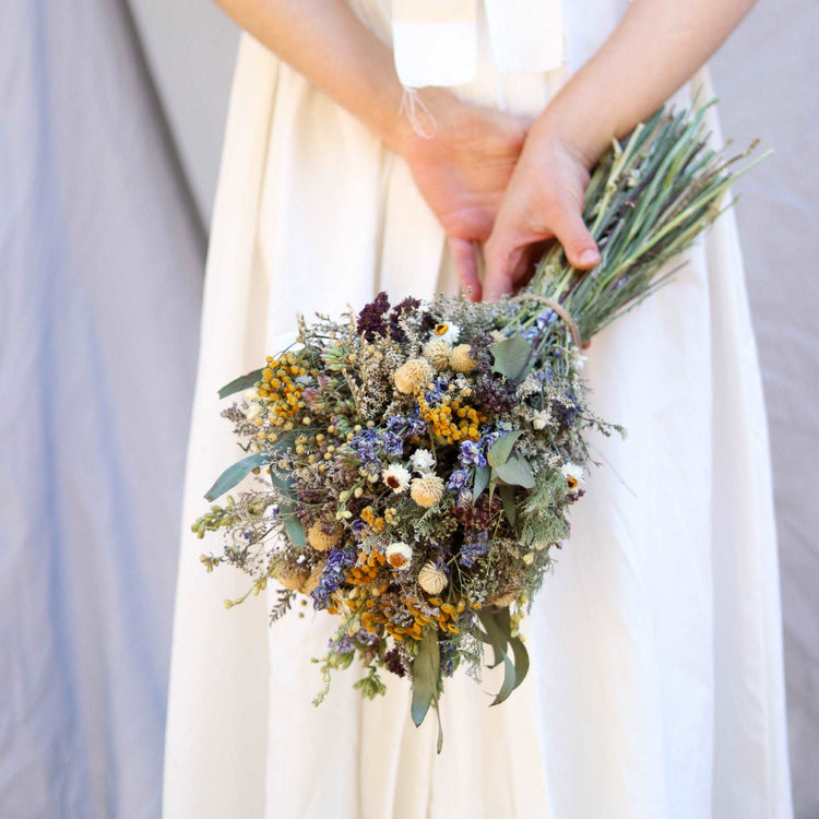 Eucalyptus, Tansy and Lavender Dried Bridal bouquet / Dry Flower Wedding, Rustic Boho Brides, Bridesmaid bouquet, Dried bouquet