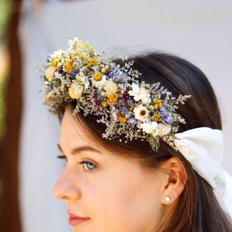 Sunflower dried Bouquet Eucalyptus, Tansy and Lavender Dried Bridal bouquet / Dry Flower Wedding, Rustic Boho Brides, Bridesmaid bouquet