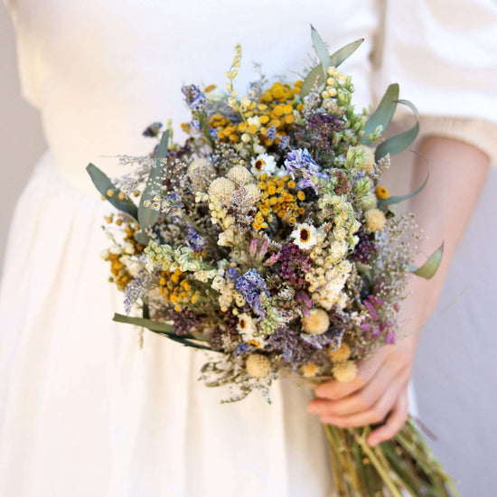 Eucalyptus, Tansy and Lavender Dried Bridal bouquet / Dry Flower Wedding, Rustic Boho Brides, Bridesmaid bouquet, Dried bouquet
