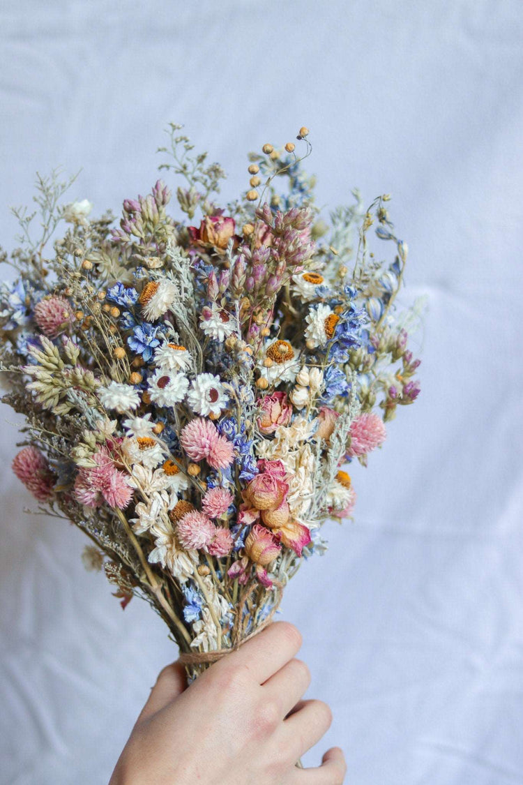 Lavender and Blue Larkspur Dried Bridal bouquet / Dry Flower bouquet for Wedding / Rustic Boho and Bridesmaid bouquet / Wildflower