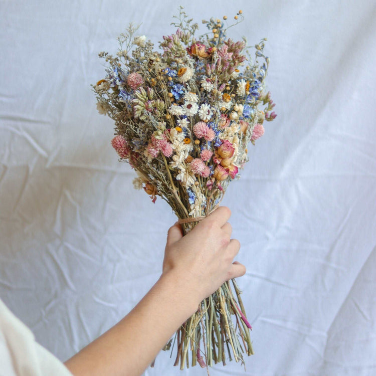 Lavender and Blue Larkspur Dried Bridal bouquet / Dry Flower bouquet for Wedding / Rustic Boho and Bridesmaid bouquet / Wildflower