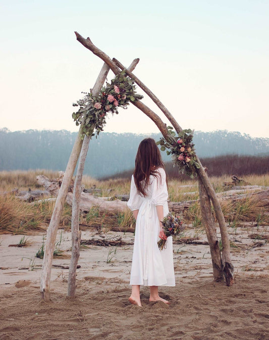 Boho Eucalyptus and Peony Wedding Arch Arrangement, Eucalyptus Runner, Peach Arbor Arrangements, Eucalyptus Wedding Decor