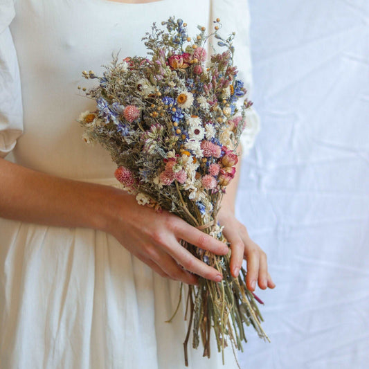 Lavender and Blue Larkspur Dried Bridal bouquet / Dry Flower bouquet for Wedding / Rustic Boho and Bridesmaid bouquet / Wildflower