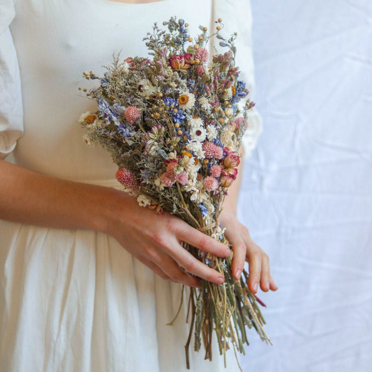 Lavender and Blue Larkspur Dried Bridal bouquet / Dry Flower bouquet for Wedding / Rustic Boho and Bridesmaid bouquet / Wildflower