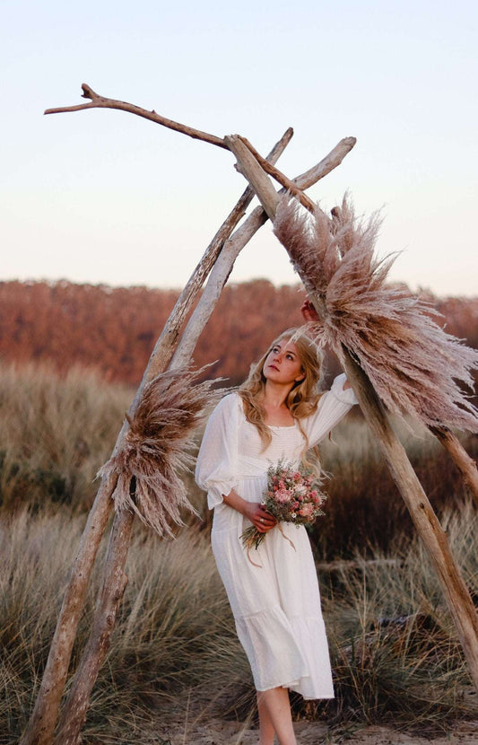 Boho Pampas Wedding Arch Arrangement, Pampas Runner, Peach Arbor Arrangements, Pampas Wedding Decor