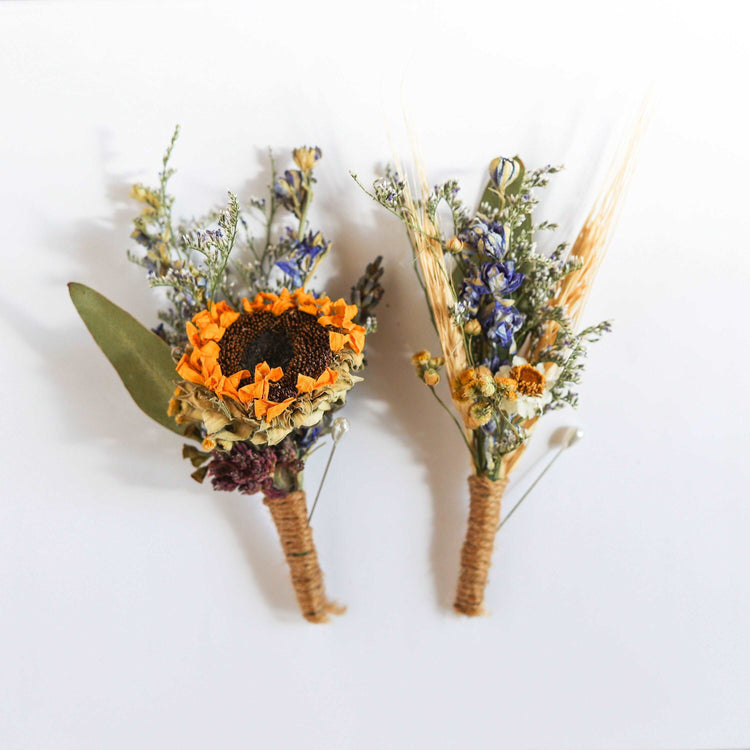 Dry Flower Bouquet with Sunflowers for Bridal bouquets / Dry Flower Wedding, Rustic Boho Brides, Bridesmaid bouquet, Wildflowers bouquet