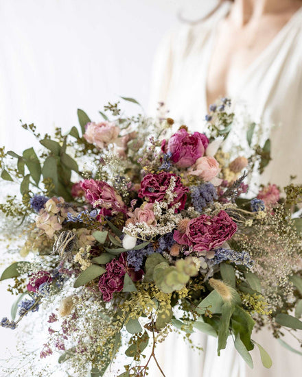 Ranunculus Dried Bridal bouquet / Eucalyptus Dry Flower Wedding, Rustic Boho Brides, Bridesmaid bouquet, Wildflowers Dried bouquet