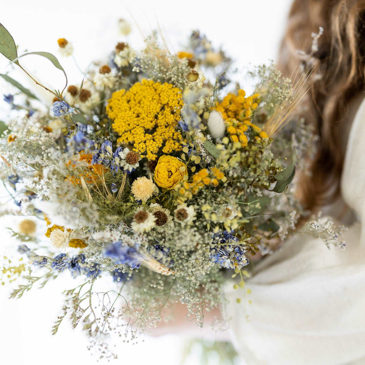 Eucalyptus, Yarrow and Lavender Dried Bridal bouquet / Dry Flower Wedding, Rustic Boho Brides, Bridesmaid bouquet, Dried bouquet