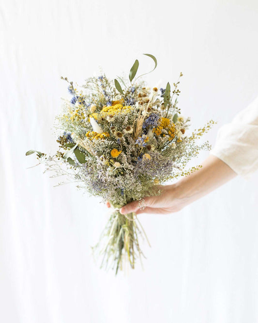 Eucalyptus, Yarrow and Lavender Dried Bridal bouquet / Dry Flower Wedding, Rustic Boho Brides, Bridesmaid bouquet, Dried bouquet