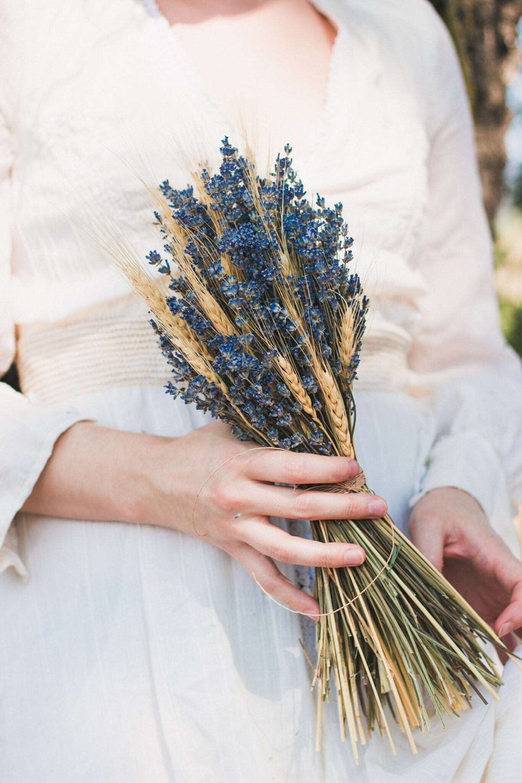 Lavender and Wheat Bridal Bouquet, Brides Bouquet, Lavender and Wheat Custom Made Hand tied Wedding Dried Flower Bouquet