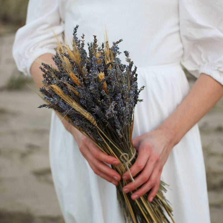 Lavender and Wheat Bridal Bouquet, Brides Bouquet, Lavender and Wheat Custom Made Hand tied Wedding Dried Flower Bouquet