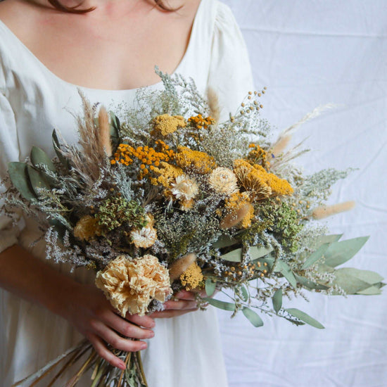 Dark Brown Yarrow & Setaria Dried Flower Bouquet + Reviews