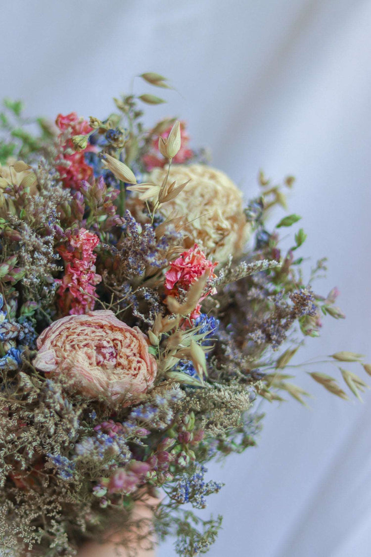 Lavender and Peony Dried Bridal bouquet / Dry Flower bouquet for Wedding / Rustic Boho and Bridesmaid bouquet / Wildflower Dried bouquet