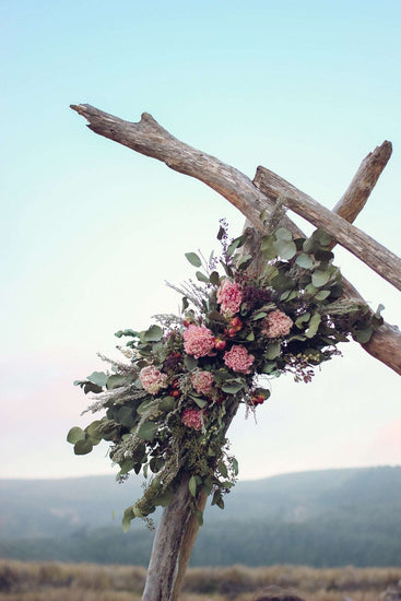 Boho Eucalyptus and Peony Wedding Arch Arrangement, Eucalyptus Runner, Peach Arbor Arrangements, Eucalyptus Wedding Decor
