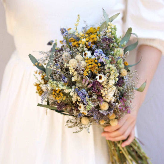 Eucalyptus hair comb with dried Yarrow and Lavender Dried Bridal bouquet / Dry Flower Wedding, Rustic Boho Brides, Bridesmaid bouquet