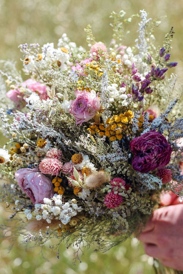 flower crown lavender Flower Crown Ranunnculus & Lavender Dried / Dry Flower Wedding, Rustic