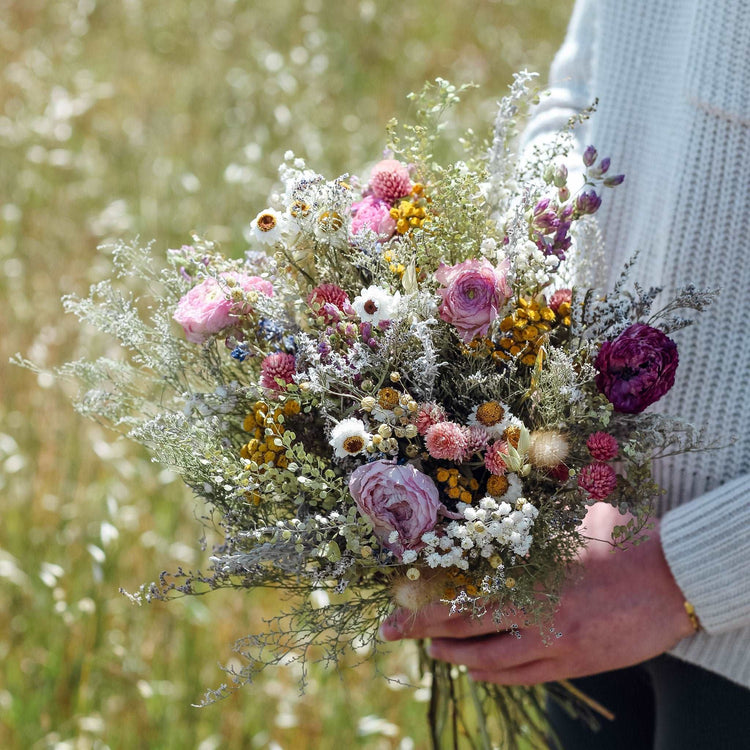 Rannunculus Dried Bridal bouquet / Dry Flower Wedding, Rustic Boho Brides, Bridesmaid bouquet, Wildflowers Dried bouquet