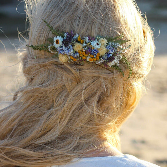 Eucalyptus hair comb with dried Yarrow and Lavender Dried Bridal bouquet / Dry Flower Wedding, Rustic Boho Brides, Bridesmaid bouquet